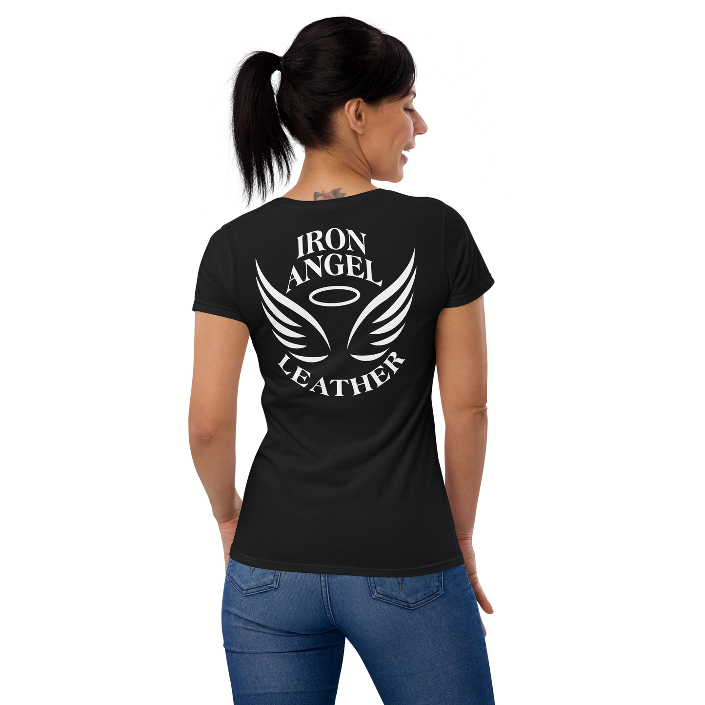 Women's short sleeve t-shirt with white printed logo
