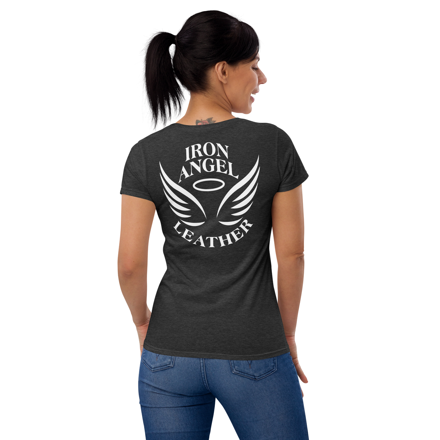 Women's short sleeve t-shirt with white printed logo