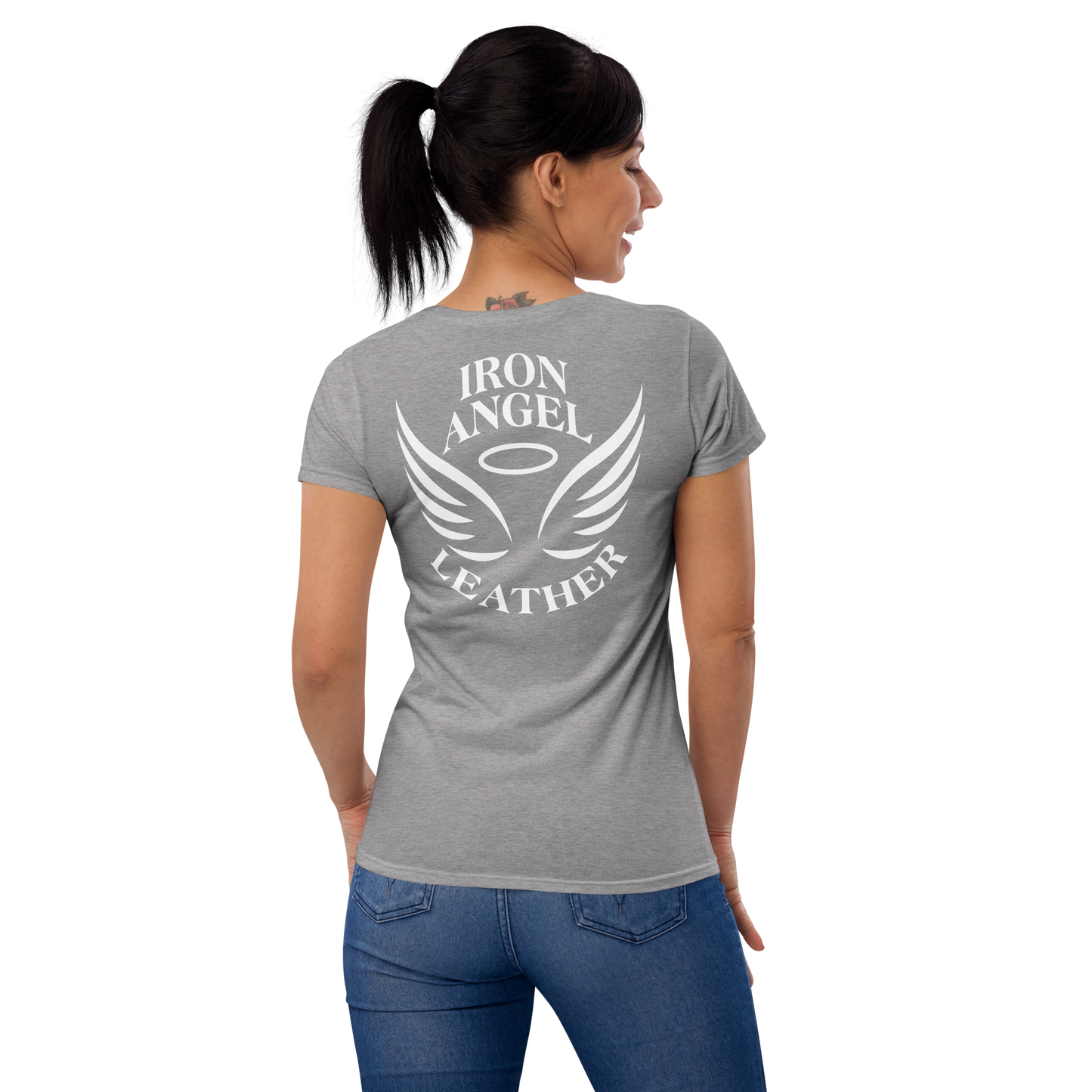 Women's short sleeve t-shirt with white printed logo