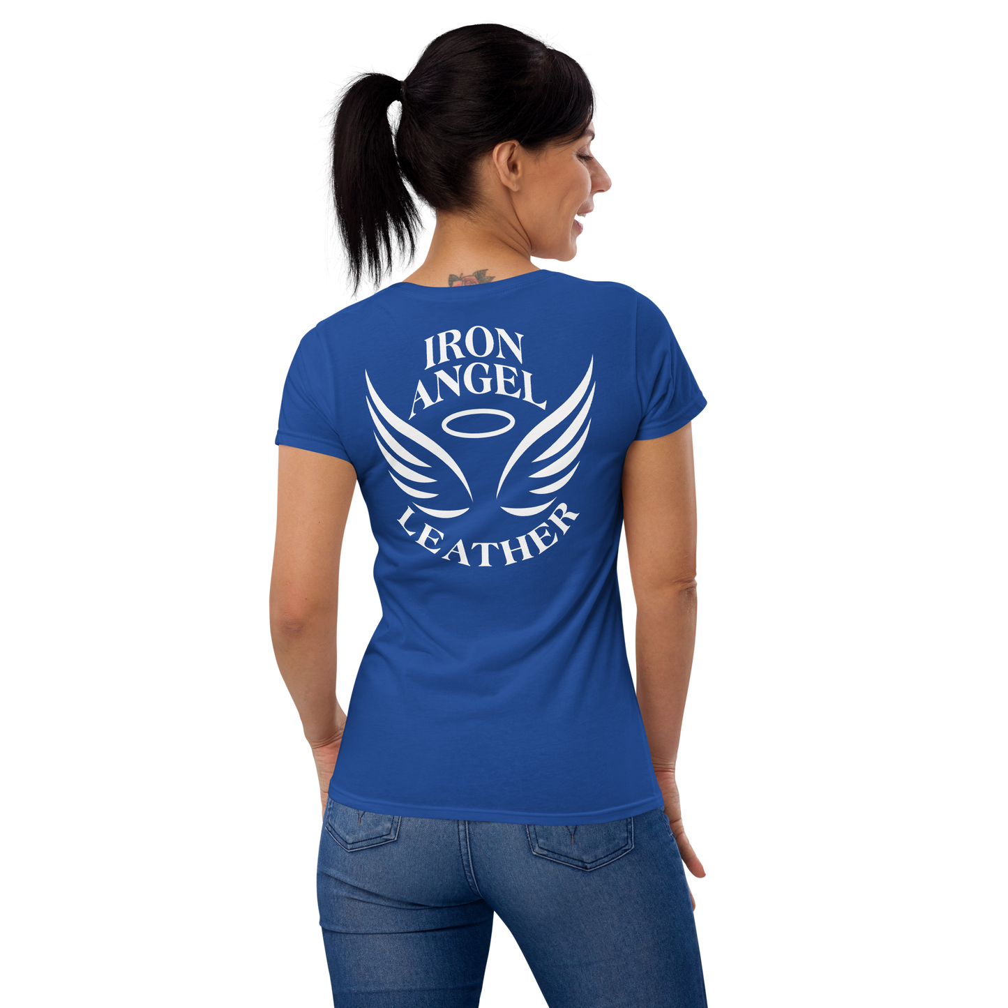 Women's short sleeve t-shirt with white printed logo