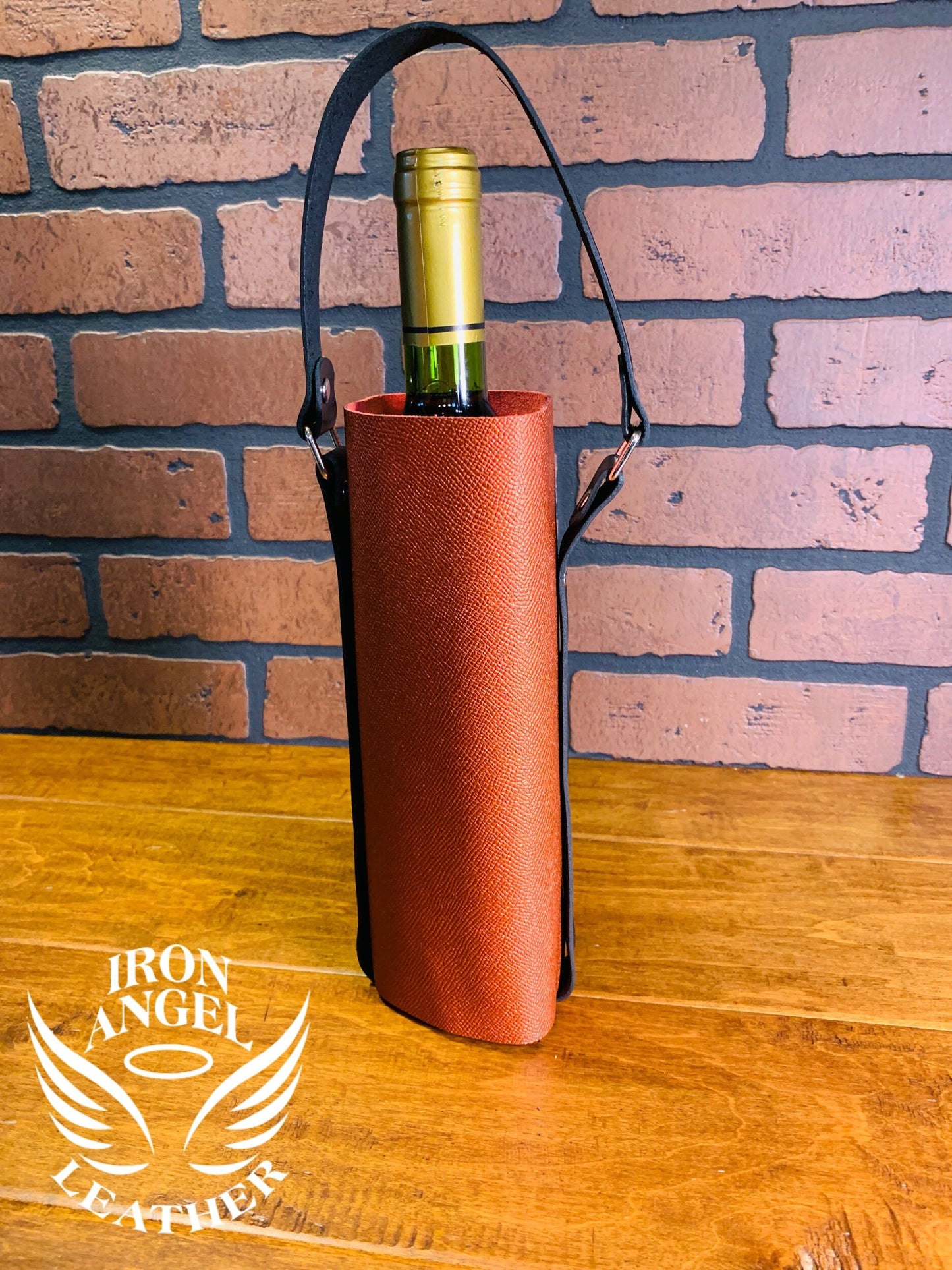 Red Metallic Leather Wine Bag