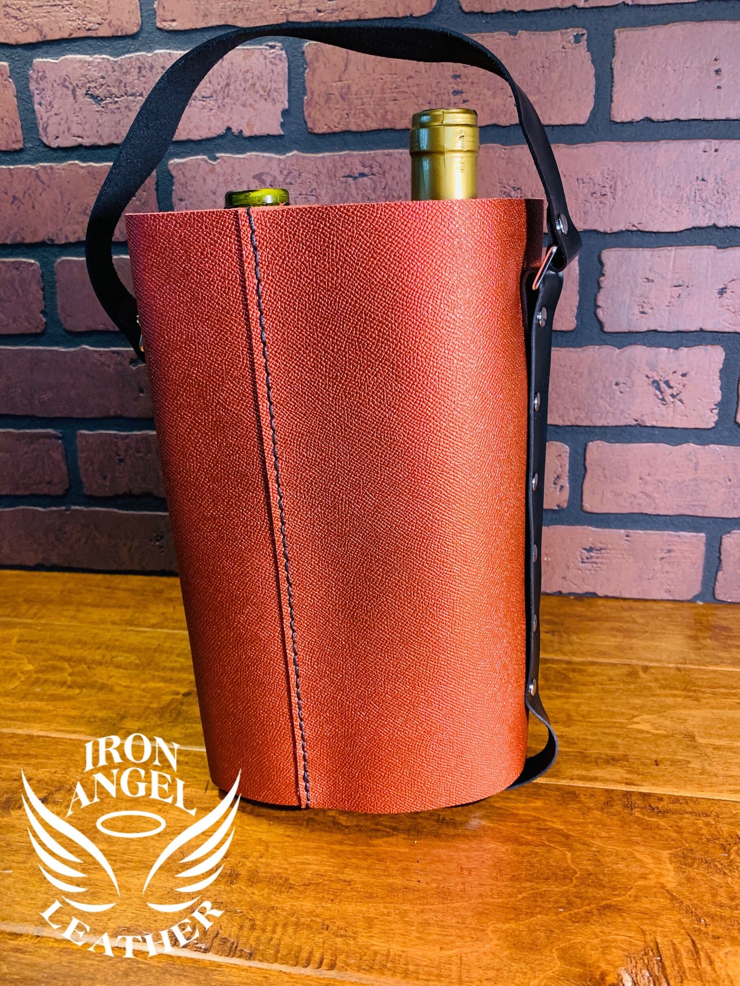 Red Metallic Leather Dual Wine Bag