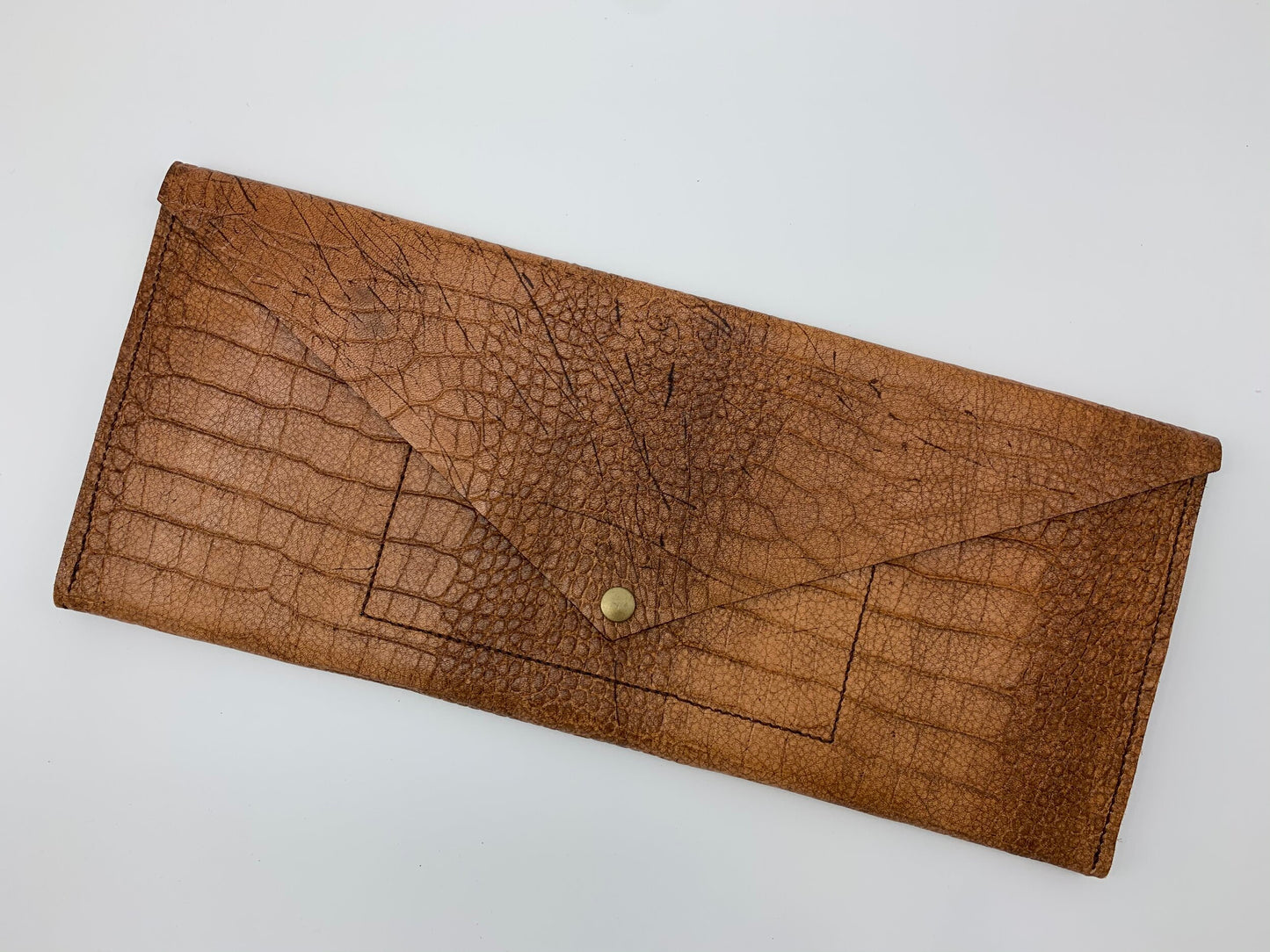 Beige Embossed Clutch
