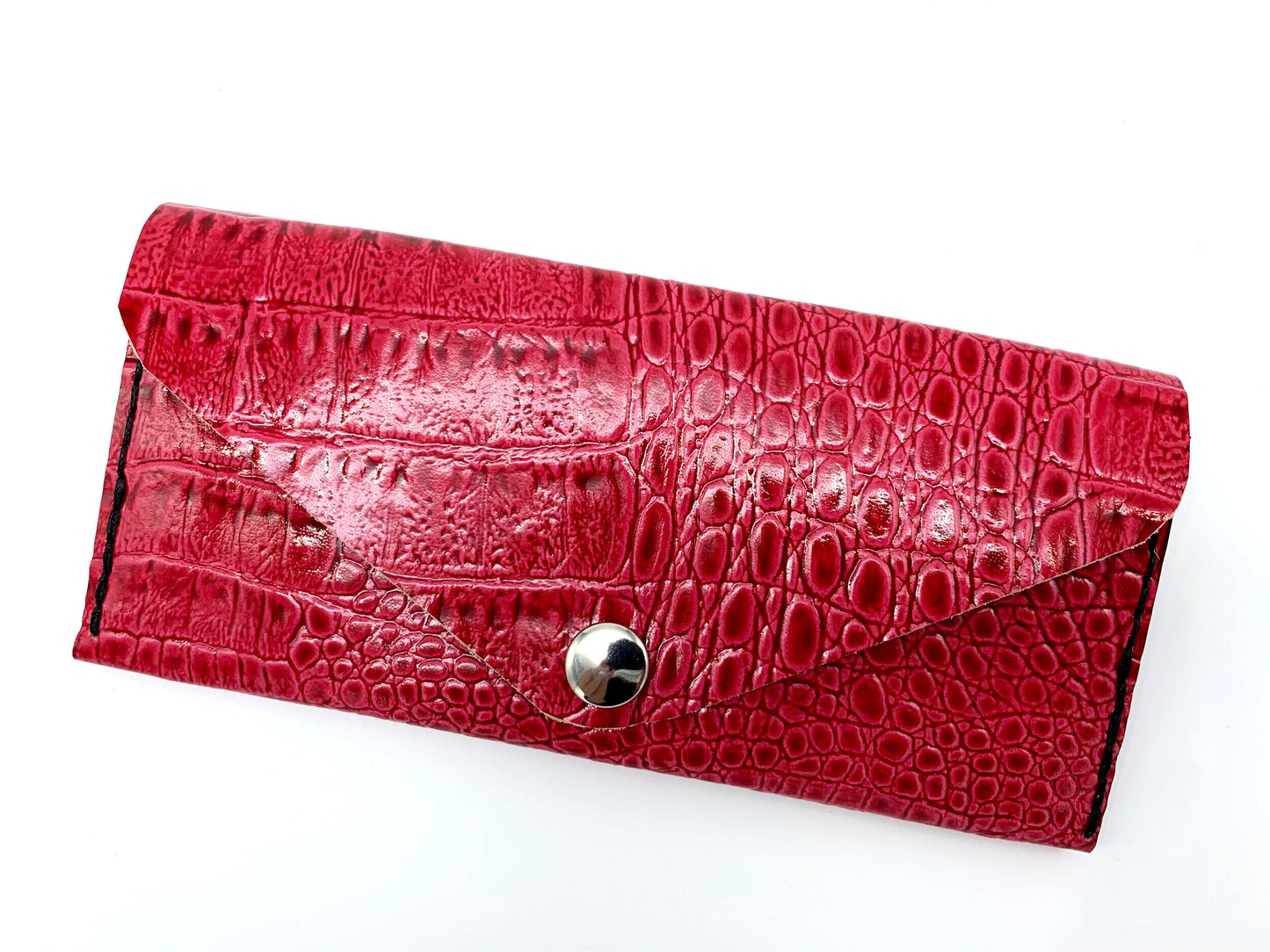 Red Reptile Embossed Leather Wallet