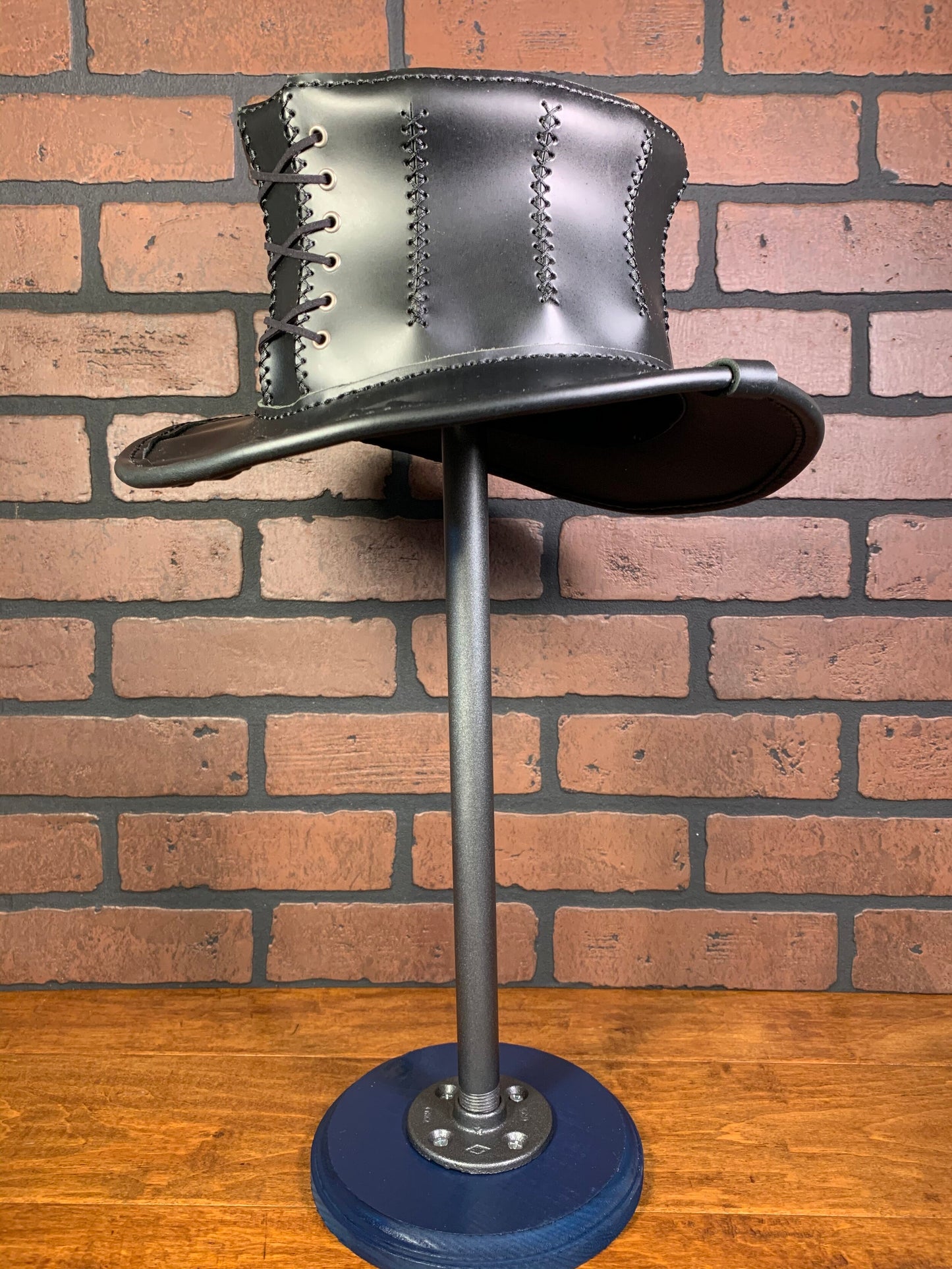 Black Leather Corset Top Hat
