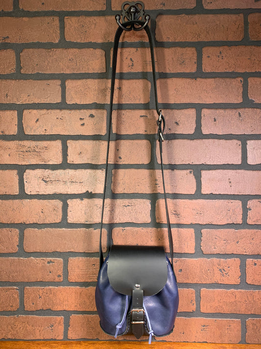 Moroccan Blue Bison and Black Latigo Small Ladies Leather Purse