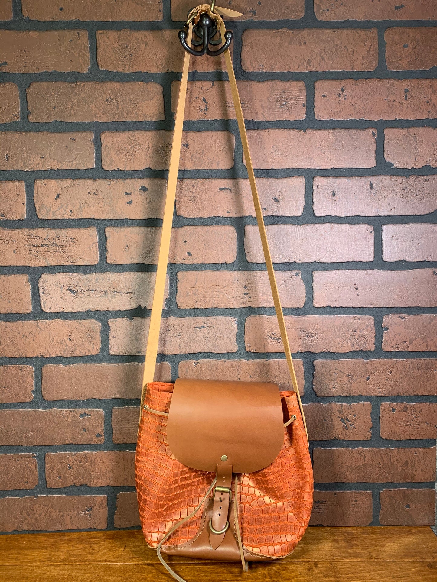 Orange Scale Patterned Ladies Leather Purse