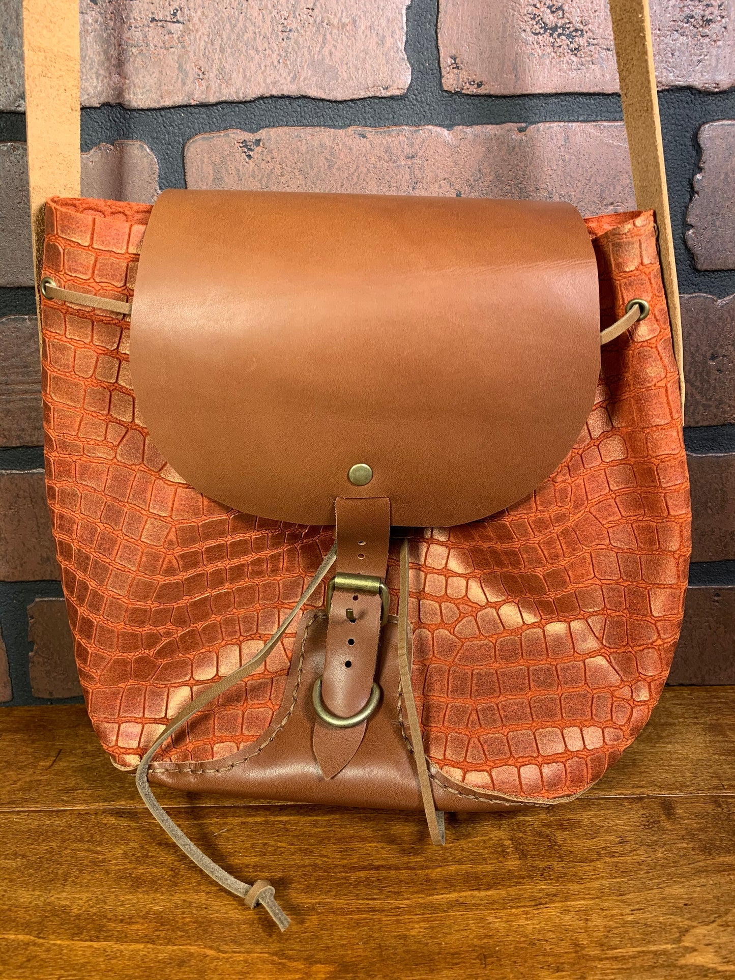 Orange Scale Patterned Ladies Leather Purse