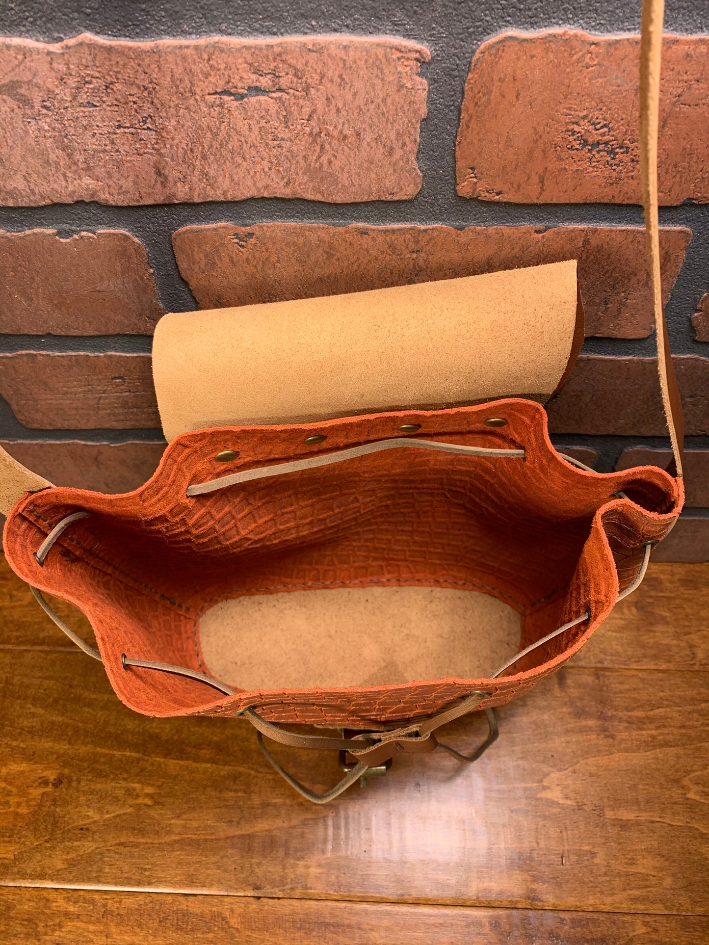 Orange Scale Patterned Ladies Leather Purse