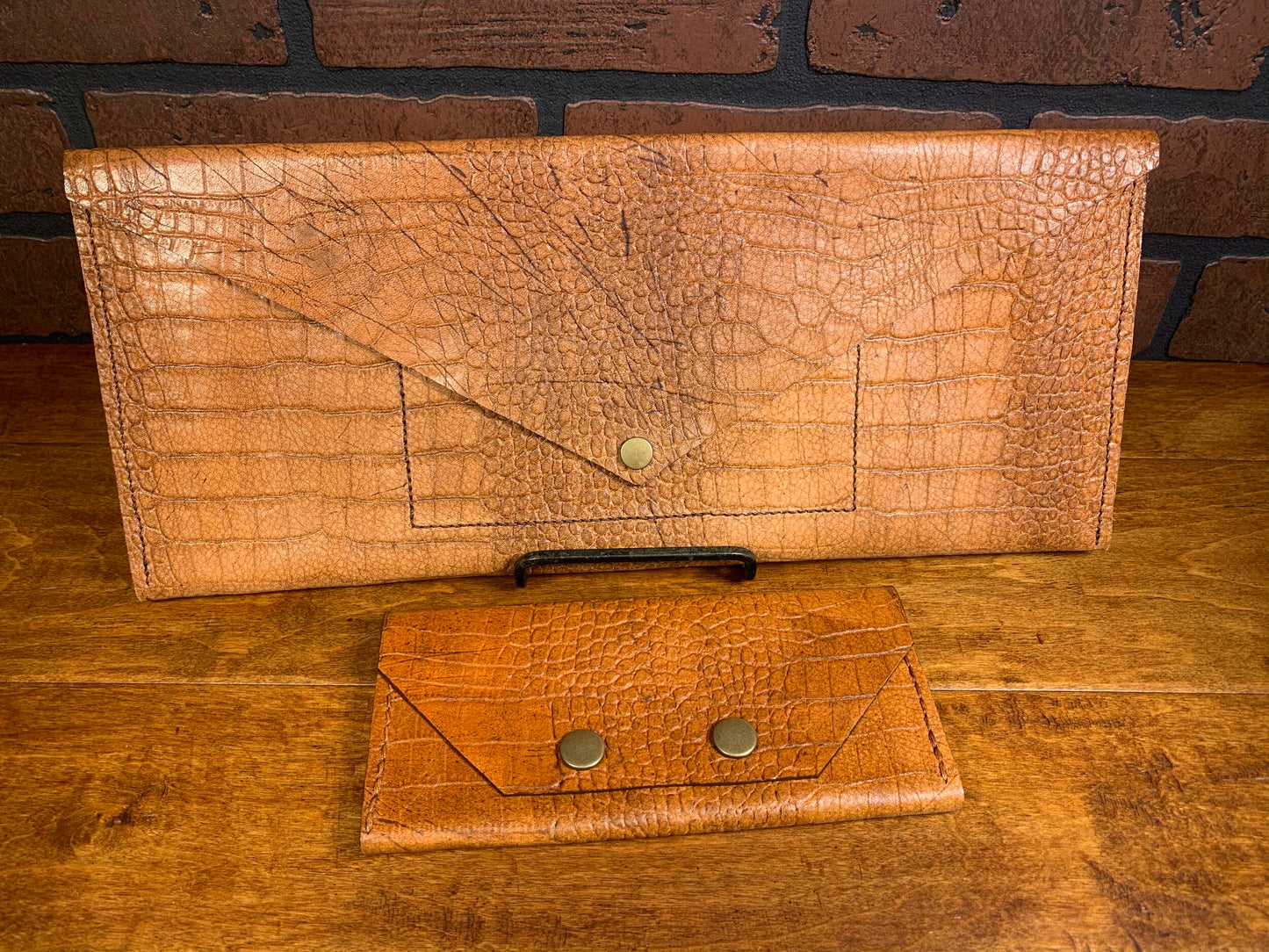 Beige Embossed Clutch