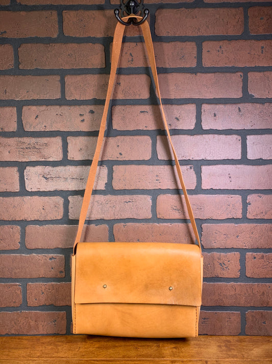 Light Beige Over the Shoulder Bag with Natural Side and Strap