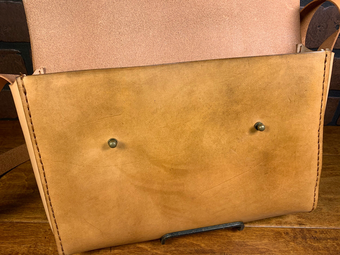 Light Beige Over the Shoulder Bag with Natural Side and Strap