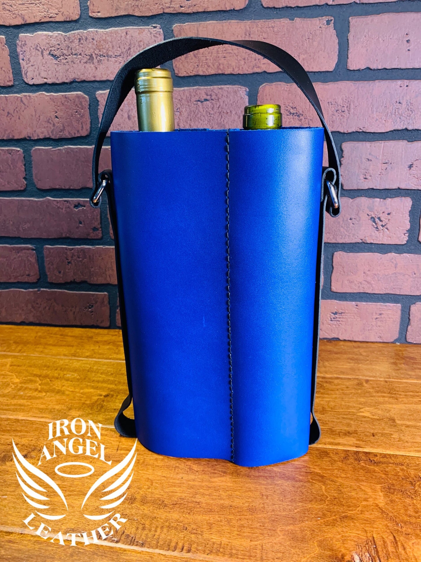 Hampden Blue Leather Dual Wine Bag