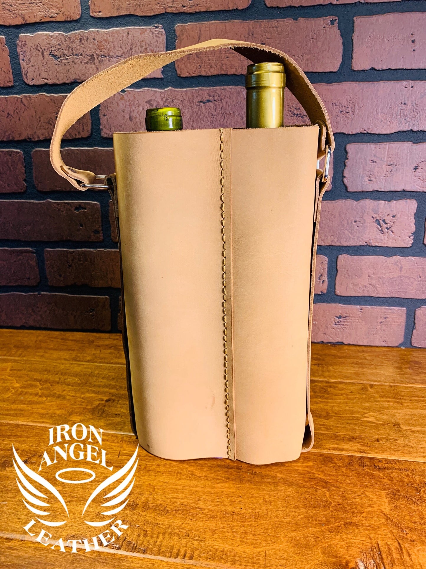 Tan Pullup Leather Dual Wine Bag