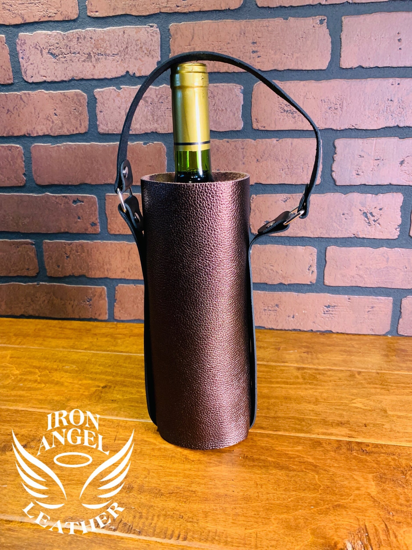 Burgundy Pebbled Leather Wine Bag