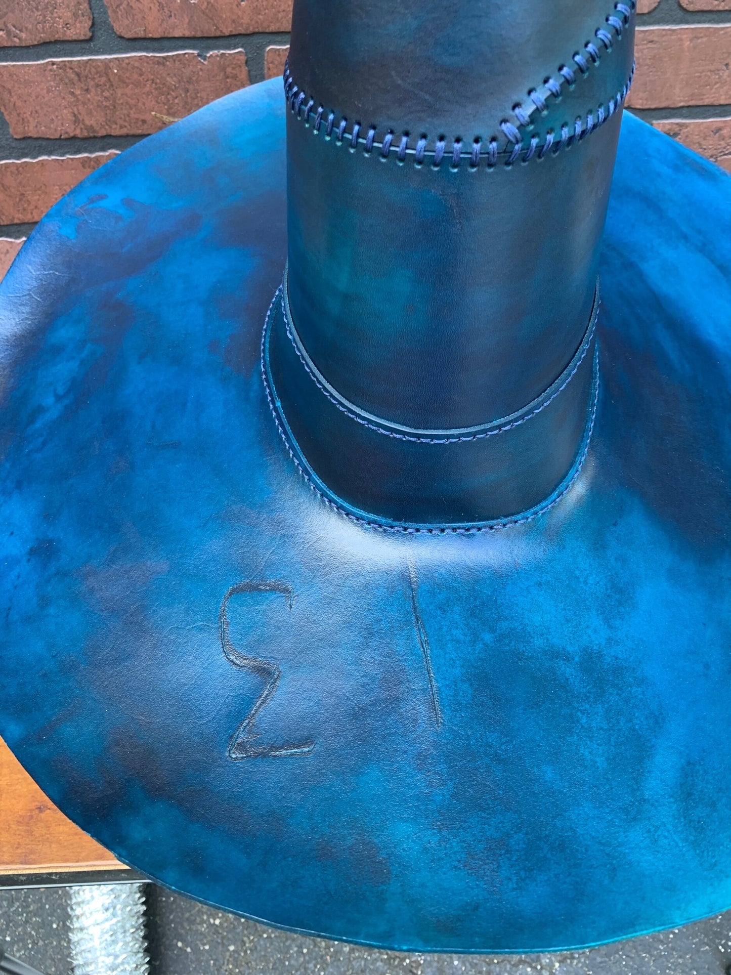Blue Witches Hat w/ unique 13 cattle brand