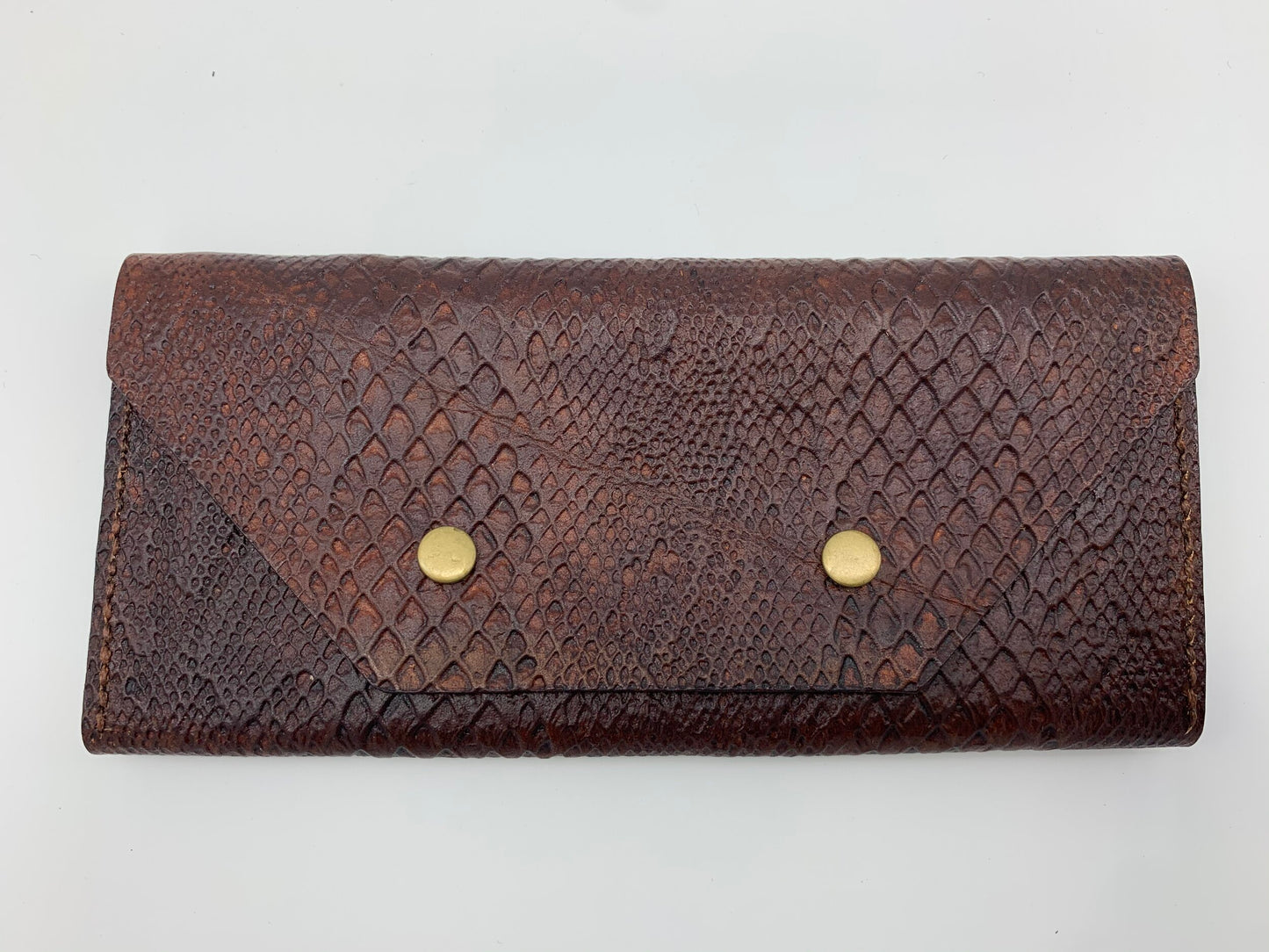 Brown Boa Embossed Long Wallet