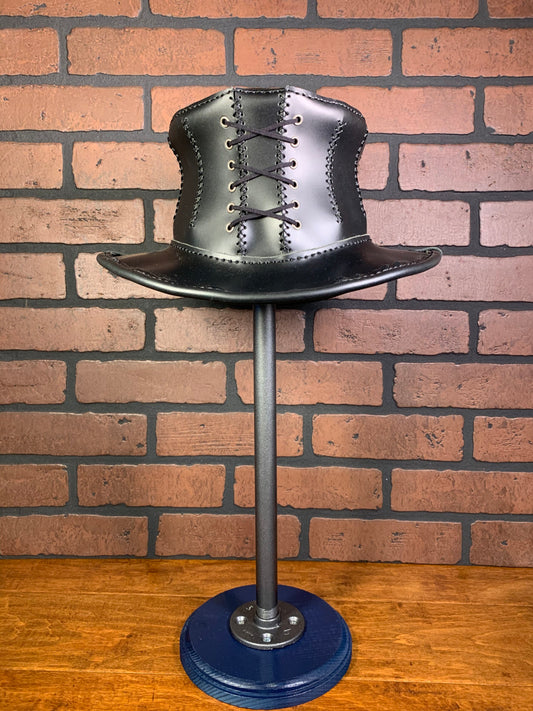 Black Leather Corset Top Hat