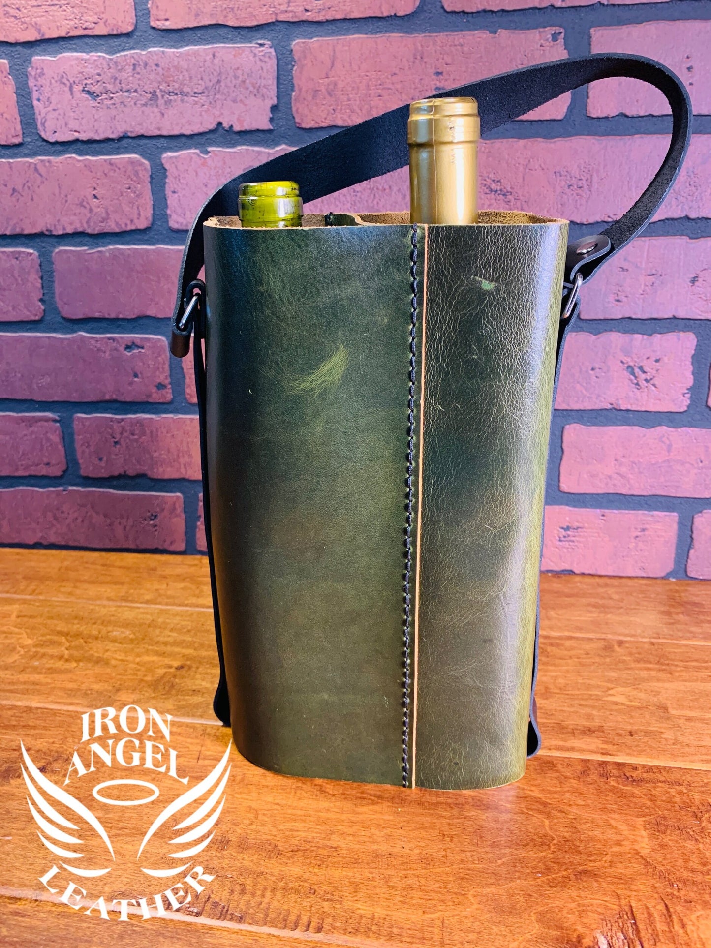 Green GenX Waxed Pullup Leather Dual Wine Bag