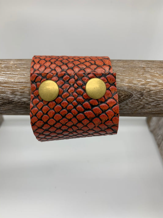 Red/Orange Reptile Cuff Bracelet