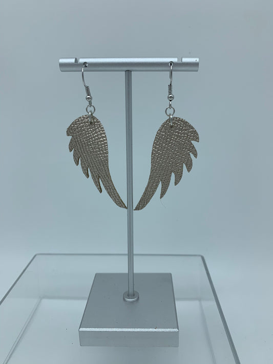 Gold-tone Angel Wing Leather Earrings