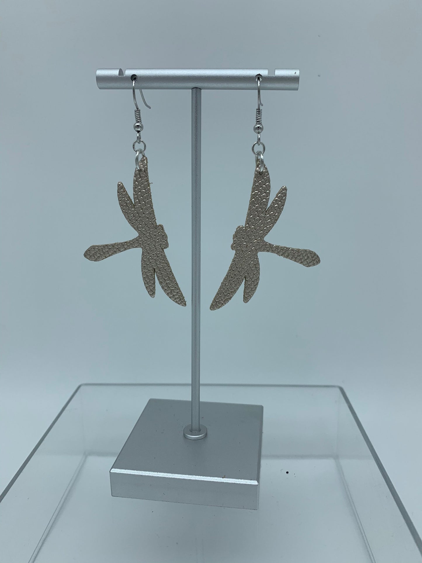 Gold-Tone Leather Dragonfly Earrings