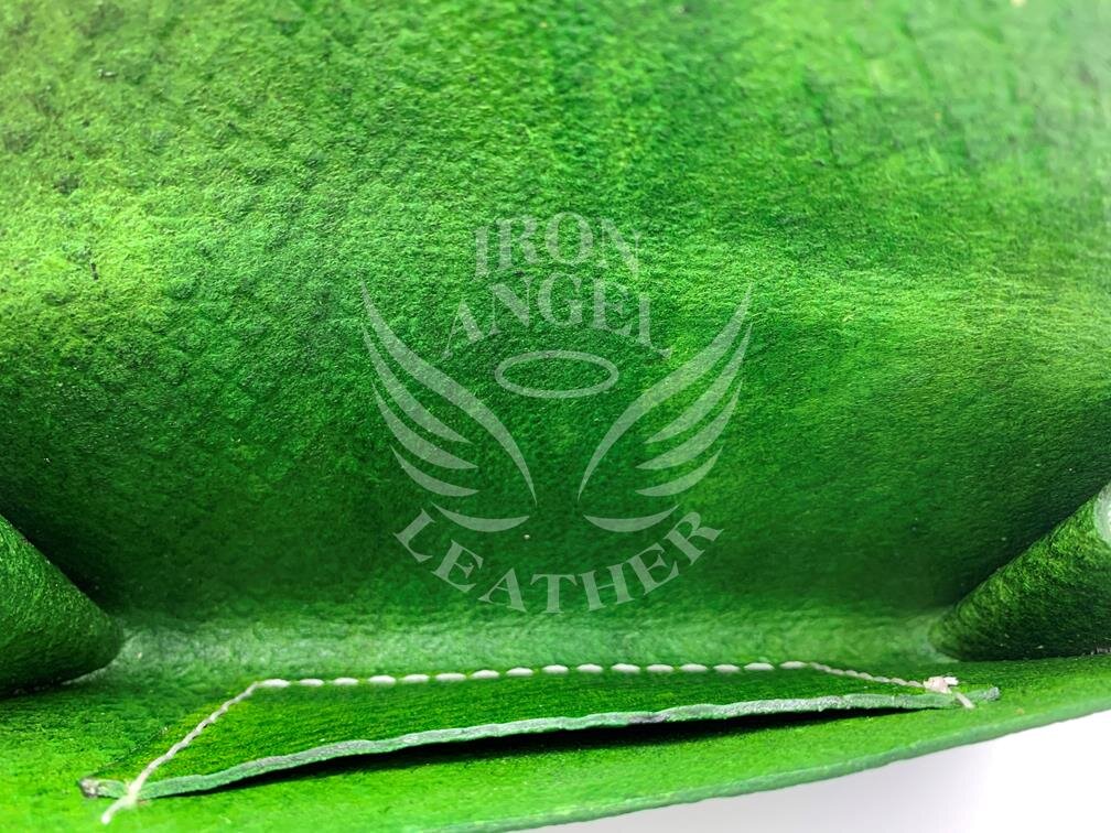 Green Boa Embossed Long Leather Wallet